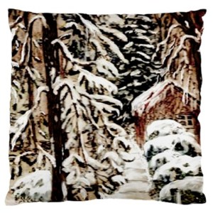 AHP-102 Castle Yard In Winter by Ave Hurley Large Flano Cushion Case (Two Sides)1